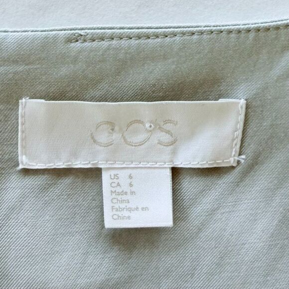 COS Cupro Cotton Short Roll Sleeve Crew Neck Shift Dress in Celadon Green Size 6 - Picture 10 of 13